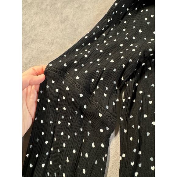 Pleione Semi Sheer Flowy Heart Top Women’s Size M Rayon Crinkle Ruffle Boho - Picture 7 of 12